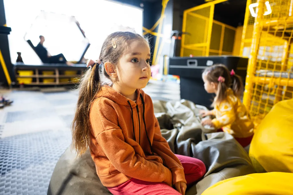Kids playing on indoor slide